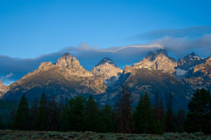 Tetons covered in clouds
